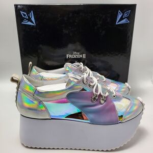Ruthie Davis Disney Frozen Wedge Platform Metallics  Sneakers Oleographic Sz 40
